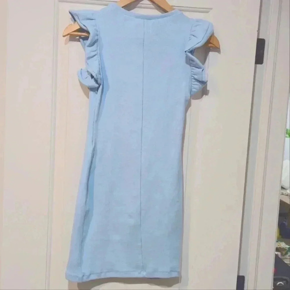 ZARA | Women's Light Blue Ruffled Sleeve Mini Dress Size Small - Picture 4 of 4